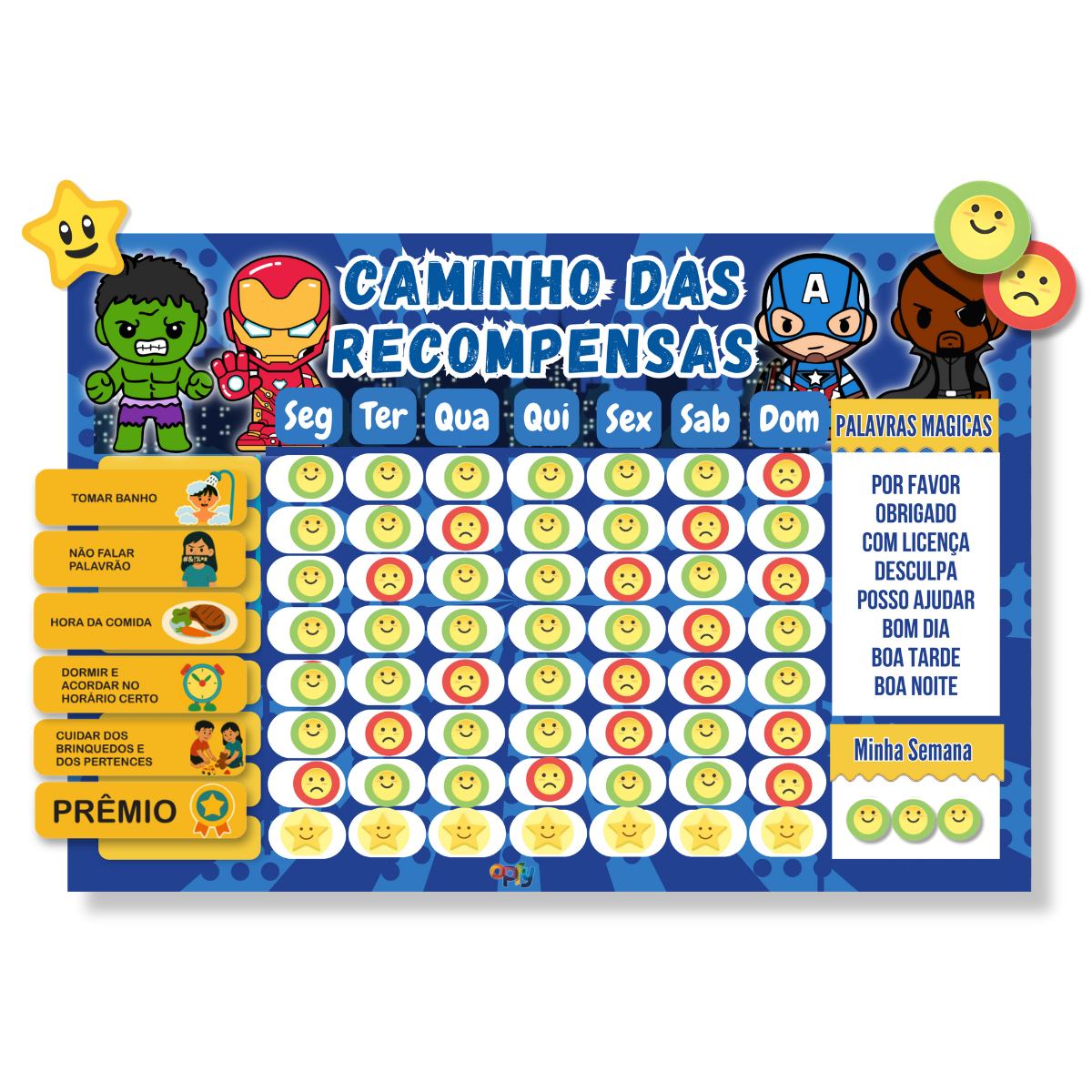 Quadro Educativo De Rotina Infantil Heróis - Parede