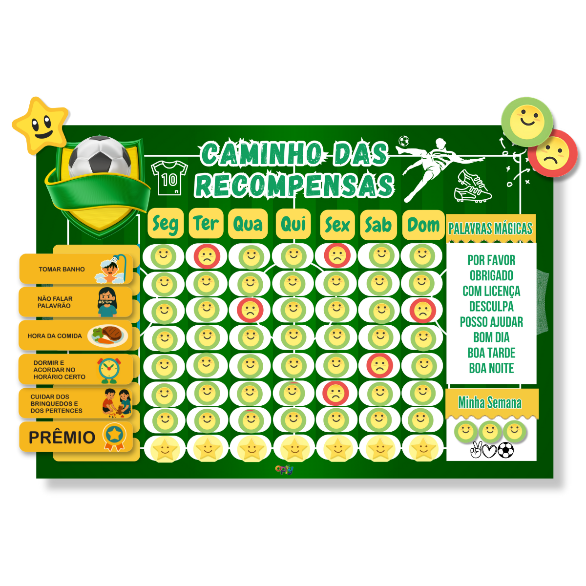 Quadro Rotina Infantil Tema Futebol + Brinde