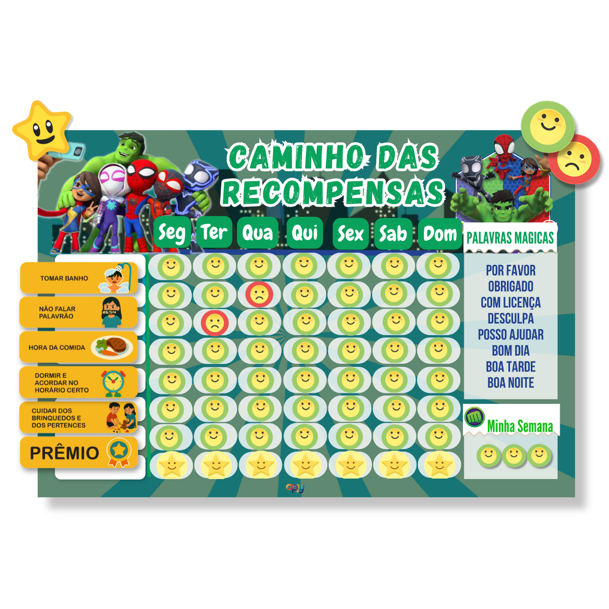 Quadro De Regras E Deveres Infantil Tema Herói Menino