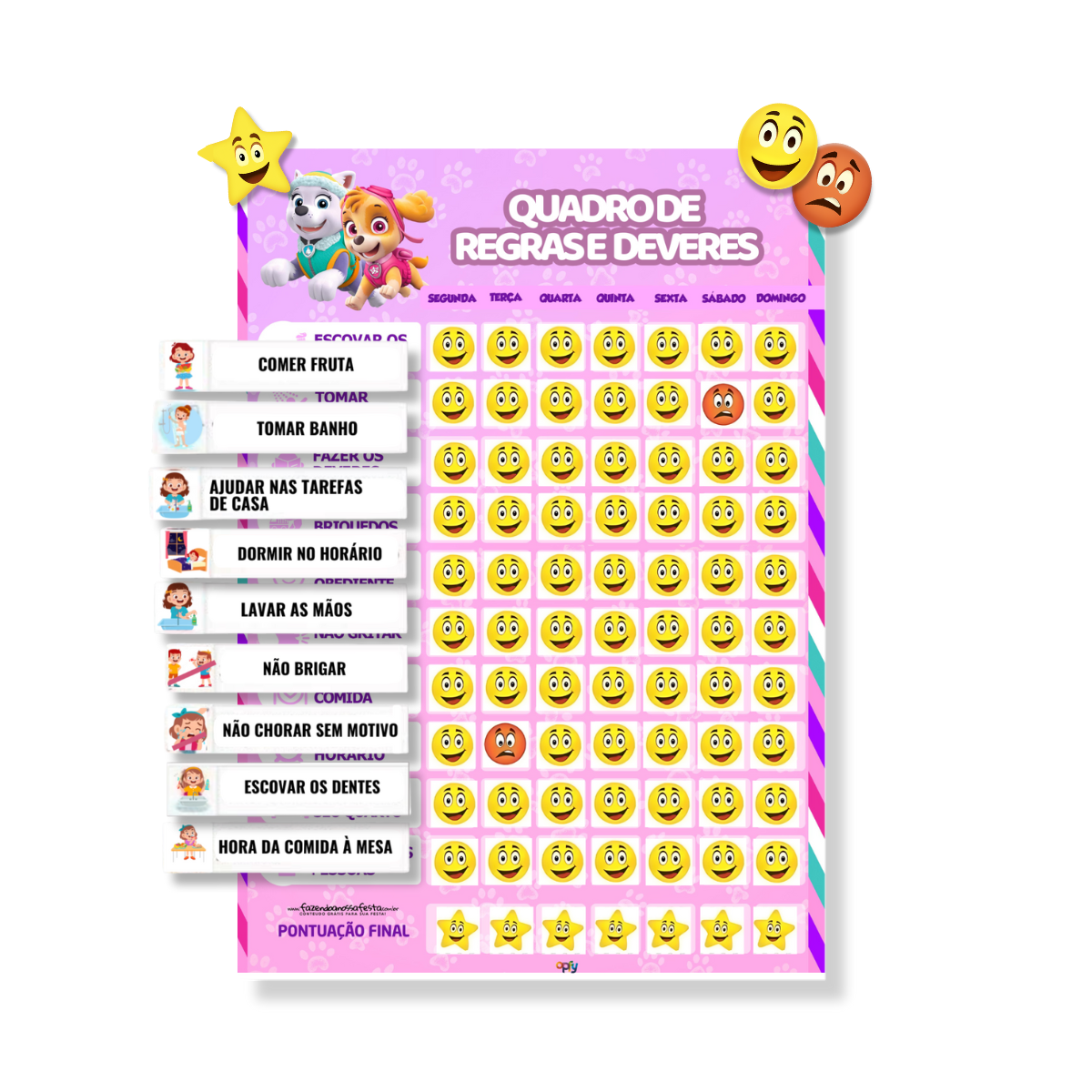 Quadro De Incentivo Infantil P. Canina Rosa De Parede