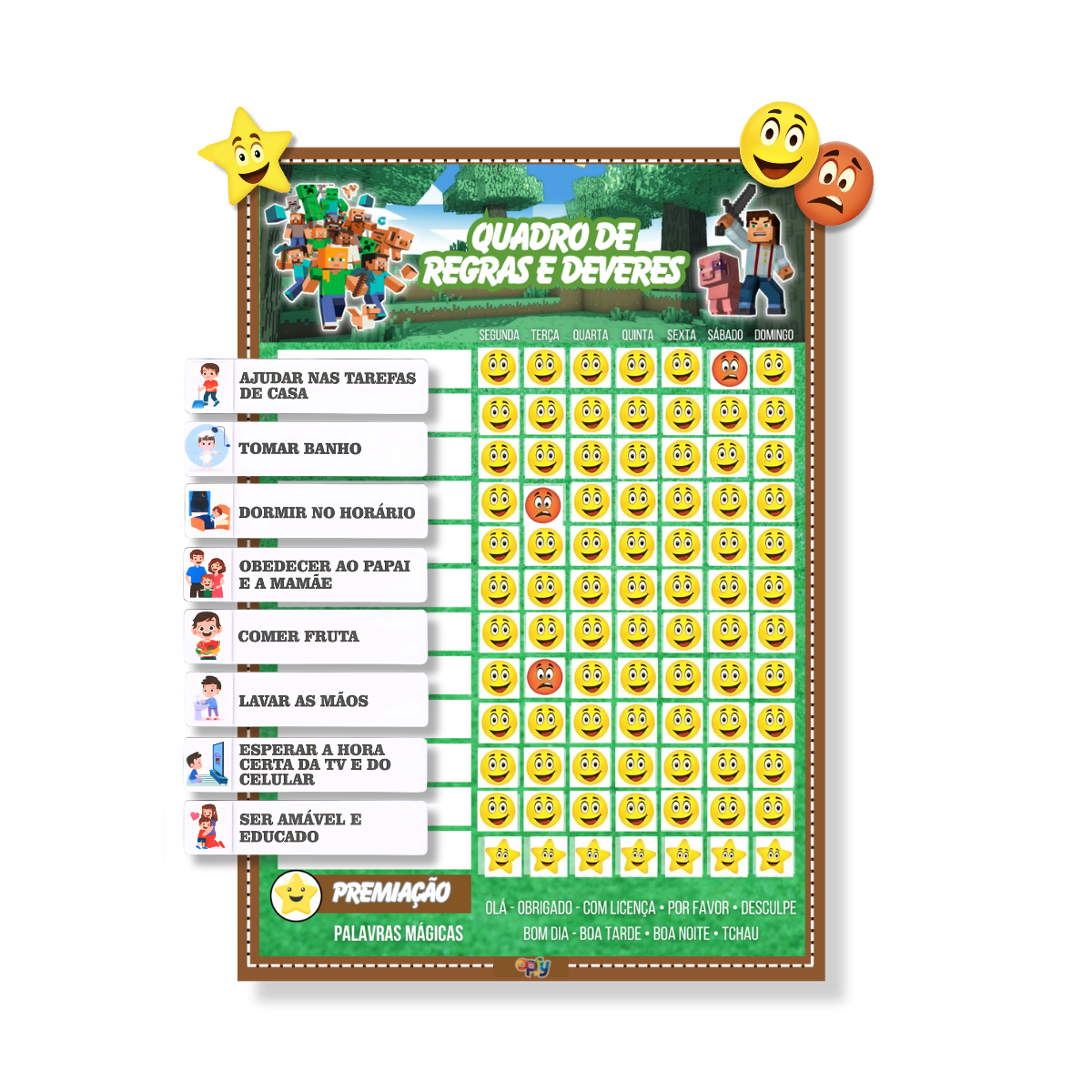 Quadro De Incentivo Infantil Minecraft