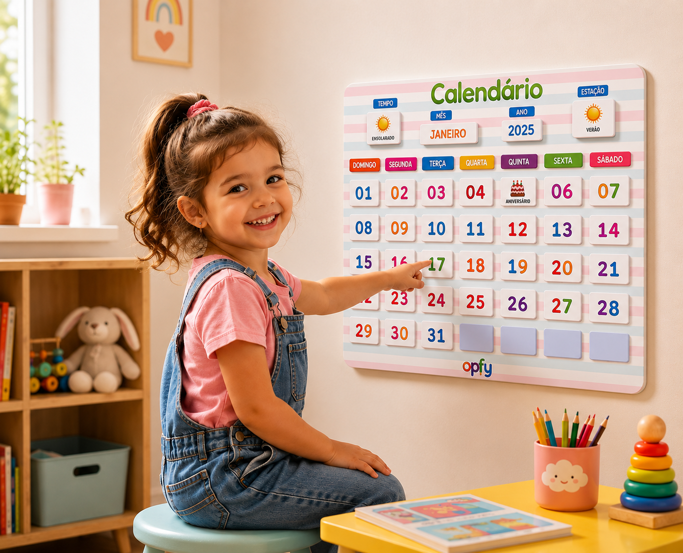 Quadro Educativo Infantil Calendário Interativo