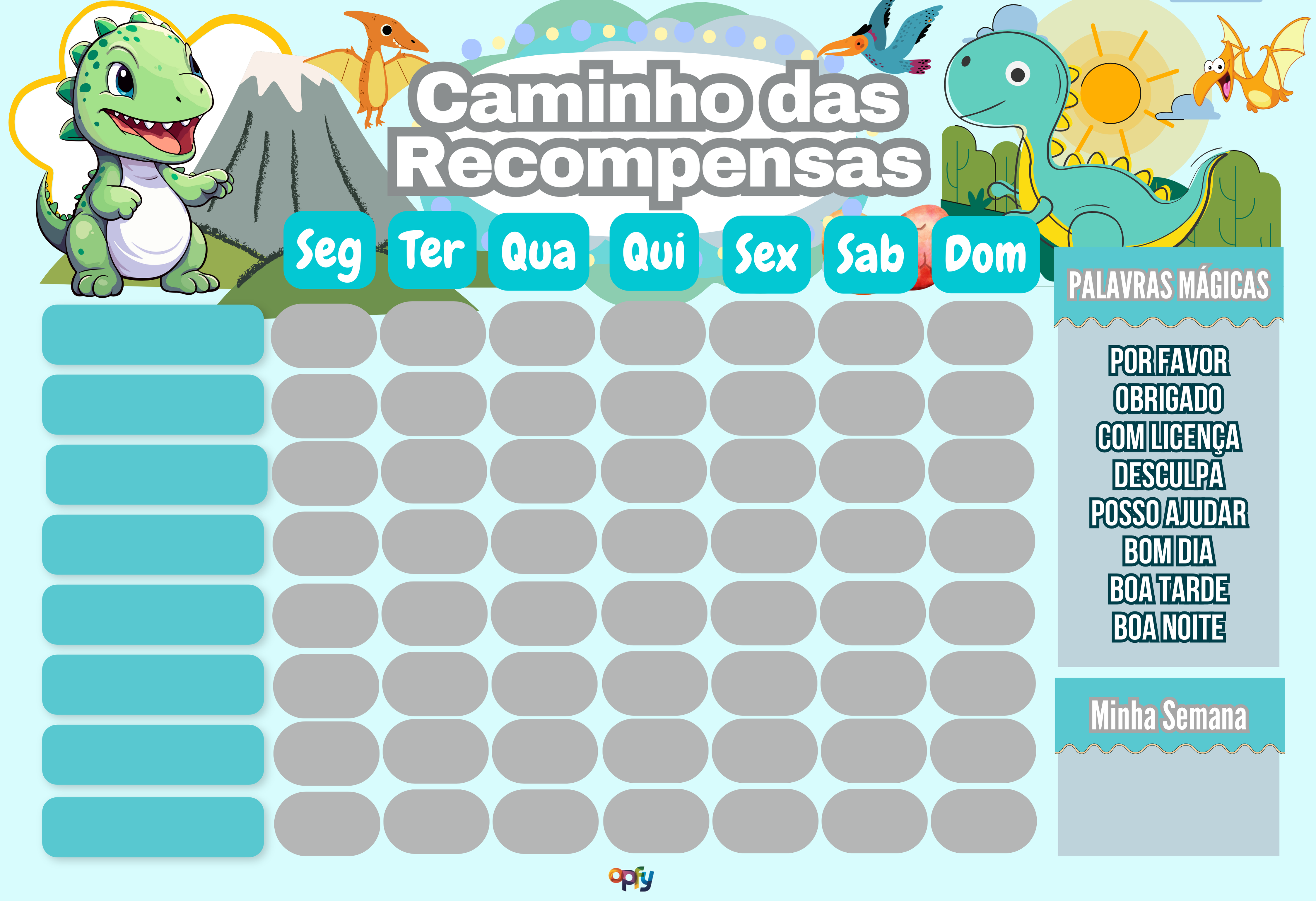 Quadro De Rotina Semanal Infantil Dinossauro De Parede