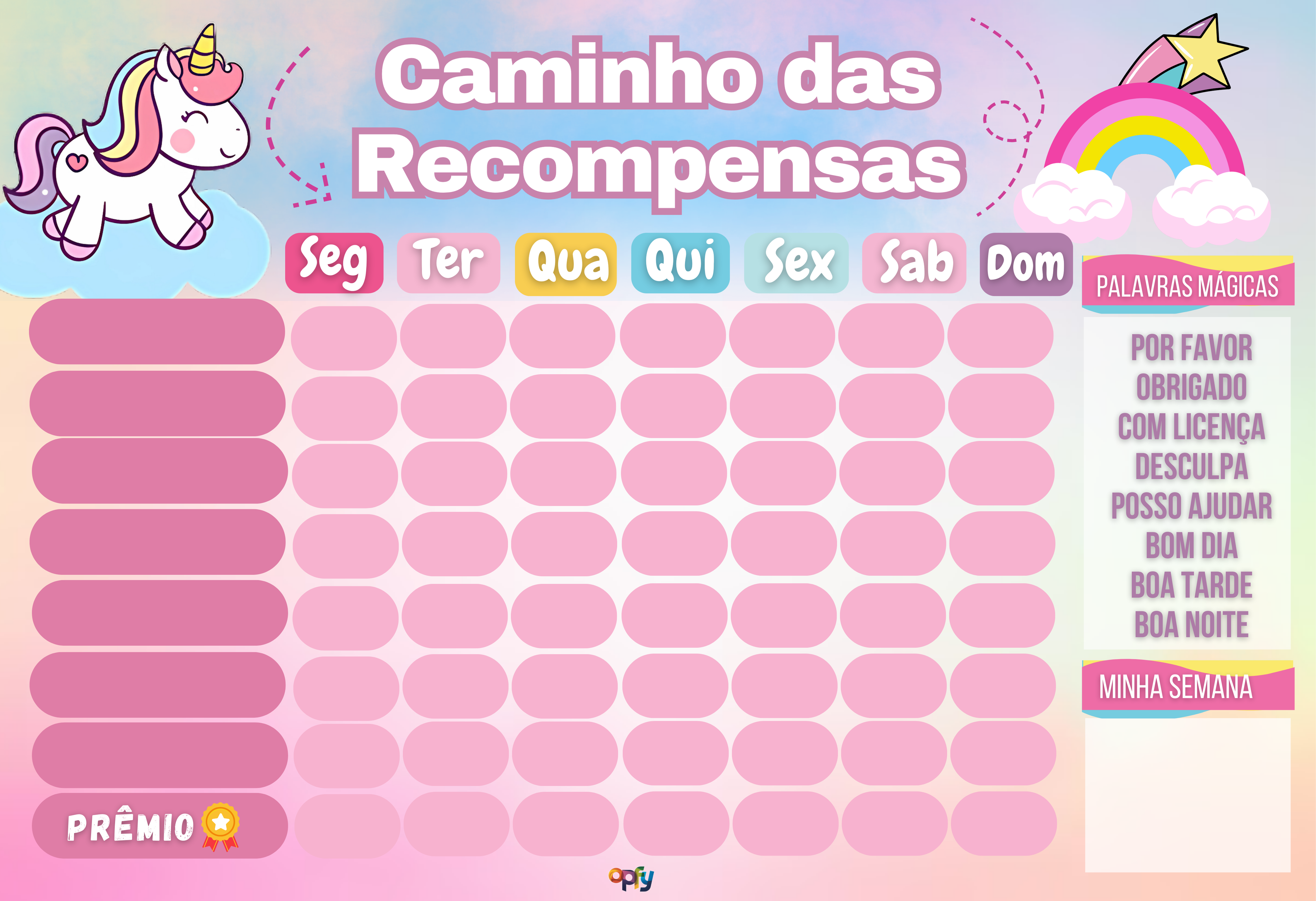 Kit Quadro De Rotina + Quadro De Incentivo Tema Unicórnio