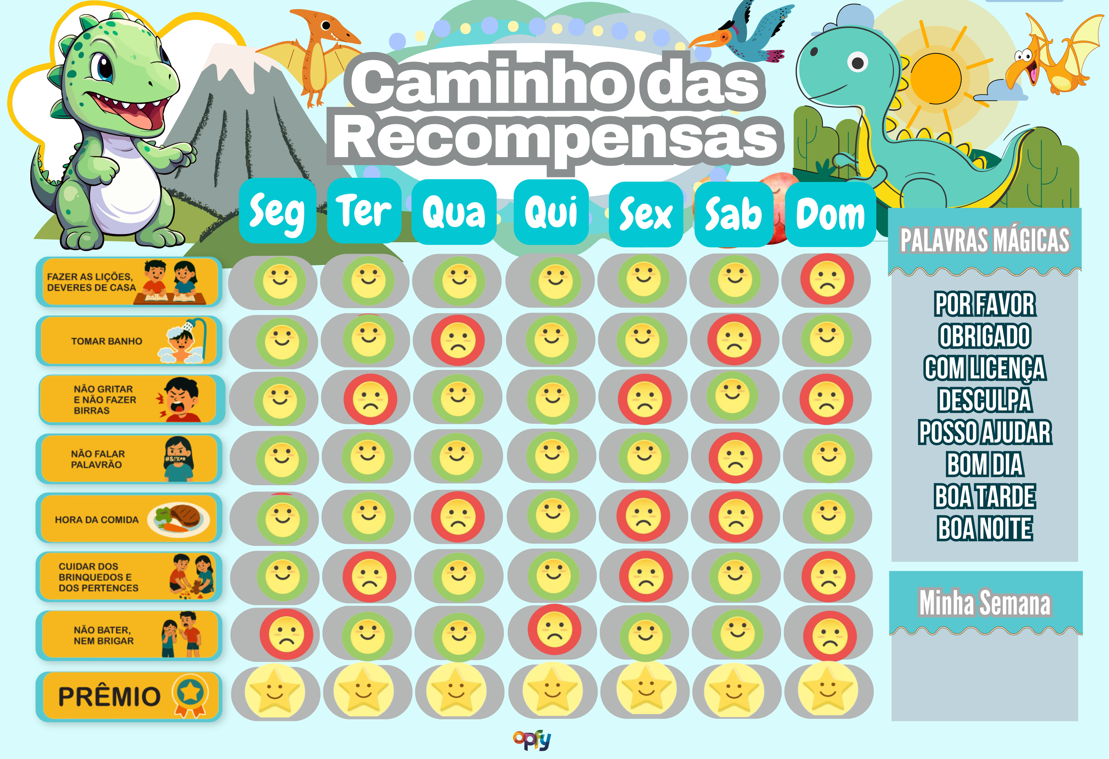 Kit Quadro De Rotina + Quadro De Incentivo Tema Dinossauro