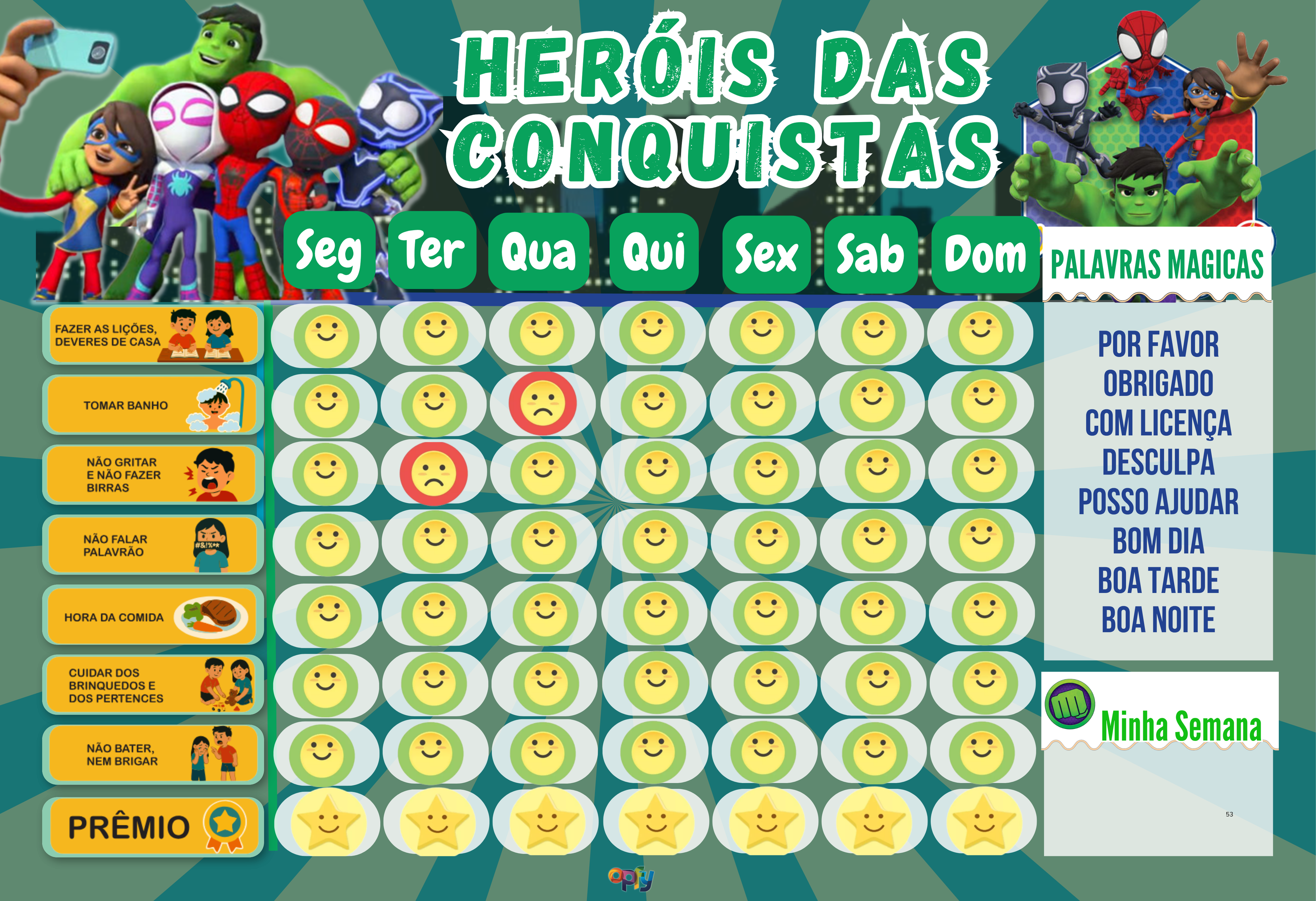 Kit Quadro De Rotina + Quadro De Incentivo Infantil Tema Hulk