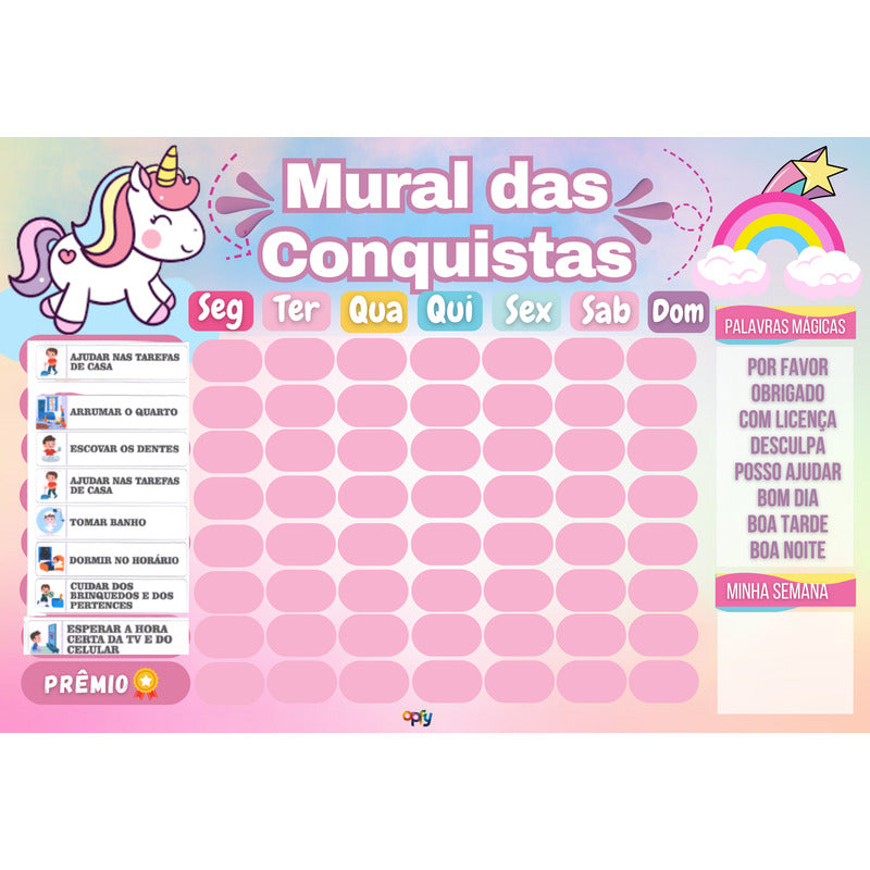 Quadro De Rotina De Parede - Meninas