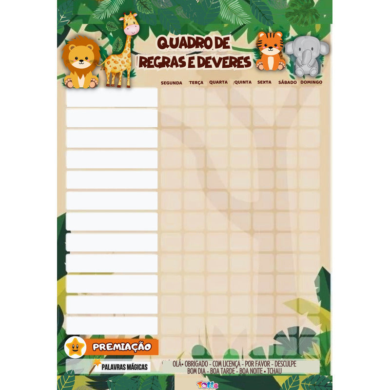Quadro De Regras Infantil Educativo - 24 Regras Magnetico