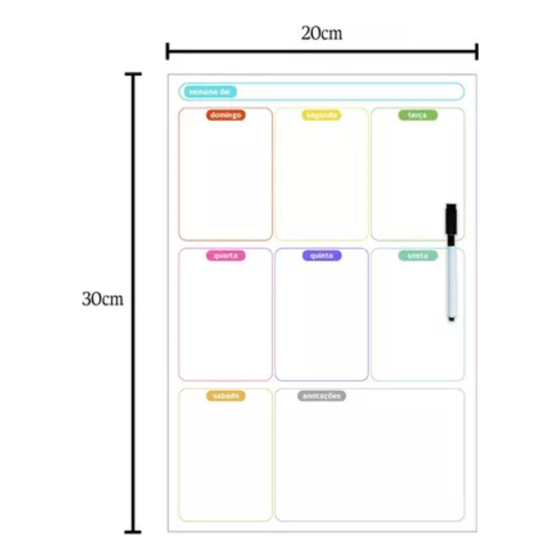 Imã De Geladeira Lousa Magnetico Planner Semanal Promoção