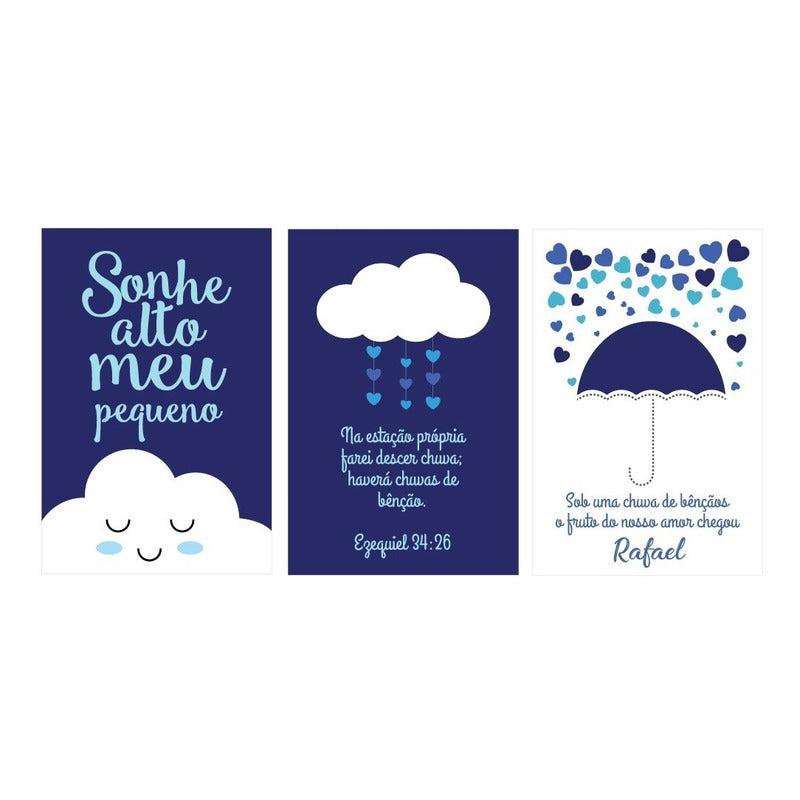 Placa Quadro Decoração Infantil Bebê Nuvem Chuva De Bençãos