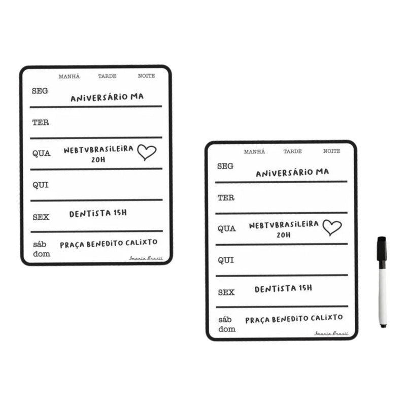 Quadro Lousa Magnetica 25x19 Semanal Geladeira Planner Dieta