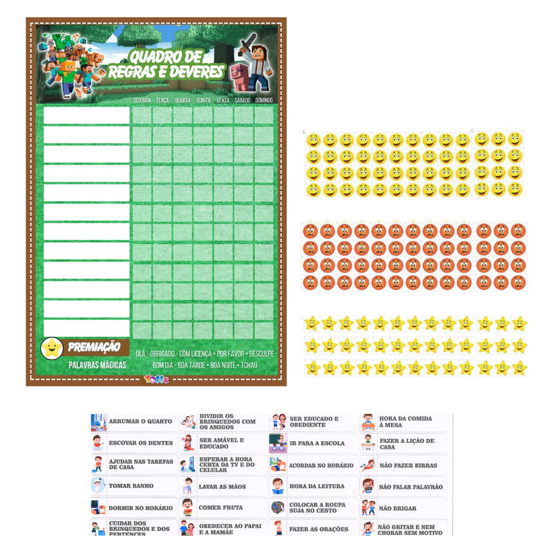 Quadro De Incentivo Infantil Minecraft