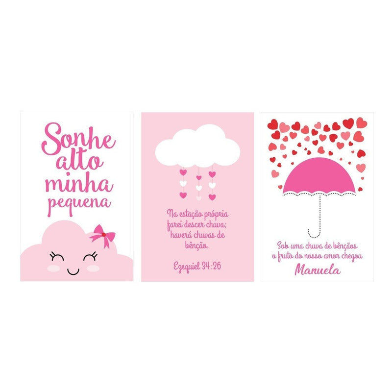Placa Quadro Decoração Infantil Bebê Nuvem Chuva De Bençãos