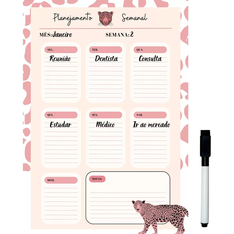 Quadro De Rotinas Diárias E Tarefas Tema Onça