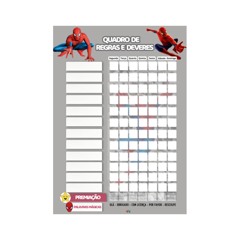 Quadro De Incentivo Infantil H. Aranha De Parede