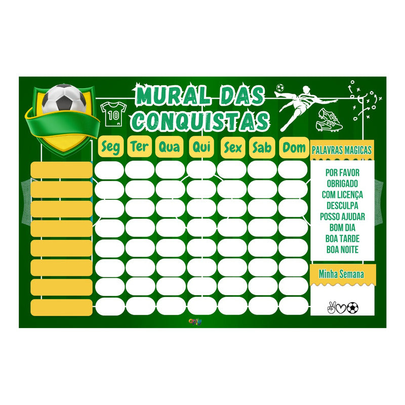 Quadro Rotina Infantil Tema Futebol De Parede