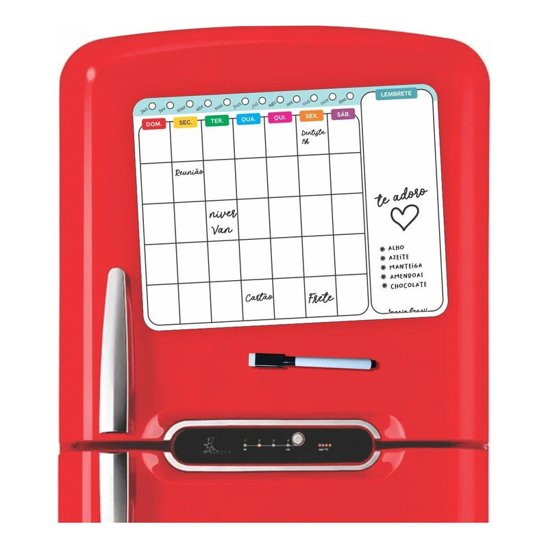 Lousa Magnética Imã De Geladeira Grande Porta Recados Calendário