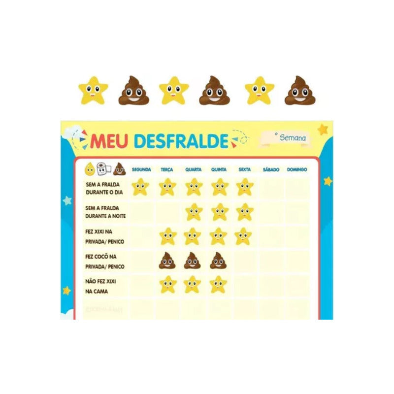 Kit Quadro Incentivo Desfralde Infantil Com Adesivos