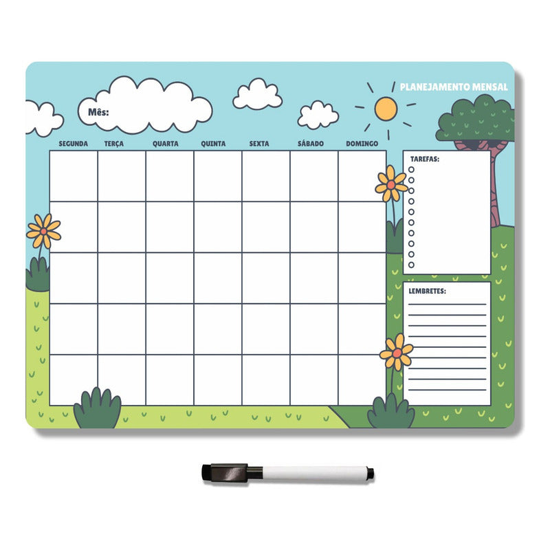 Imã Geladeira Apaga Lista Recado Anotações Planner Semanal 4