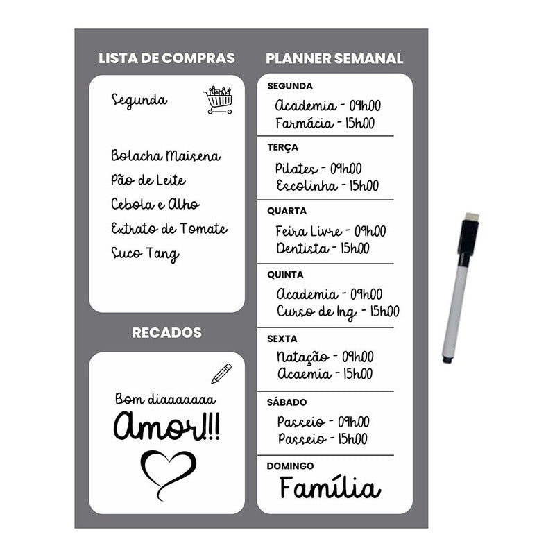 Lousa Magnética Imã Geladeira Caneta Anotação Aviso Lm2