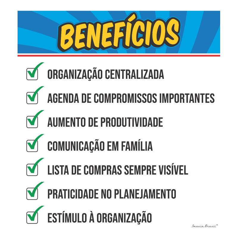 Lousa Magnética Imã De Geladeira Grande Porta Recados Calendário