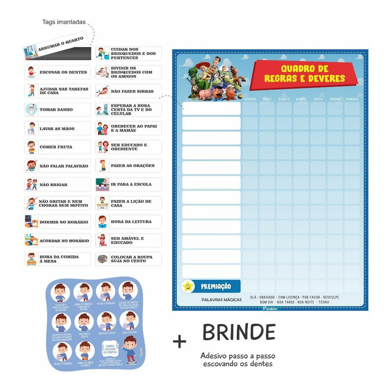 Quadro De Regras Infantil Educativo - Magnetico 24 Regras
