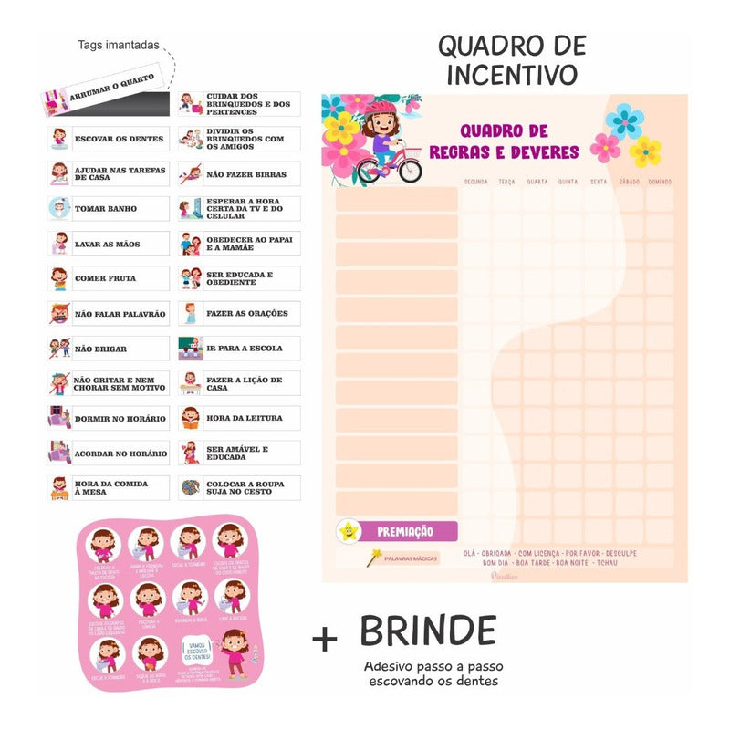 Quadro De Regras Infantil Educativo - Magnetico 24 Regras