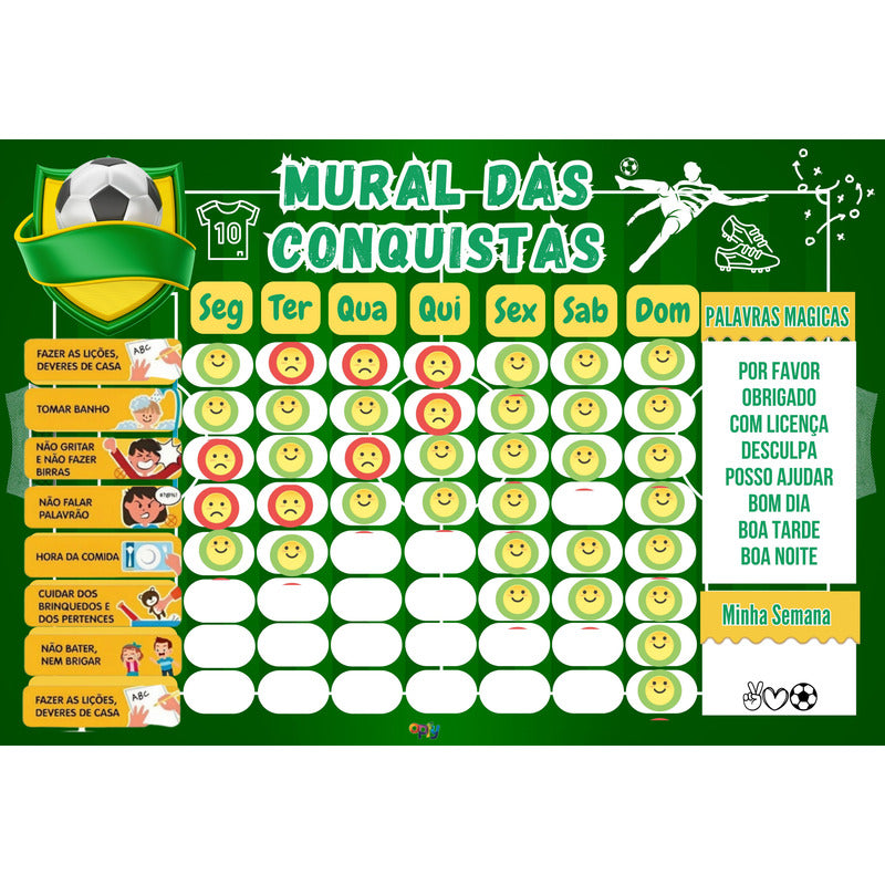 Quadro Rotina Infantil Tema Futebol De Parede