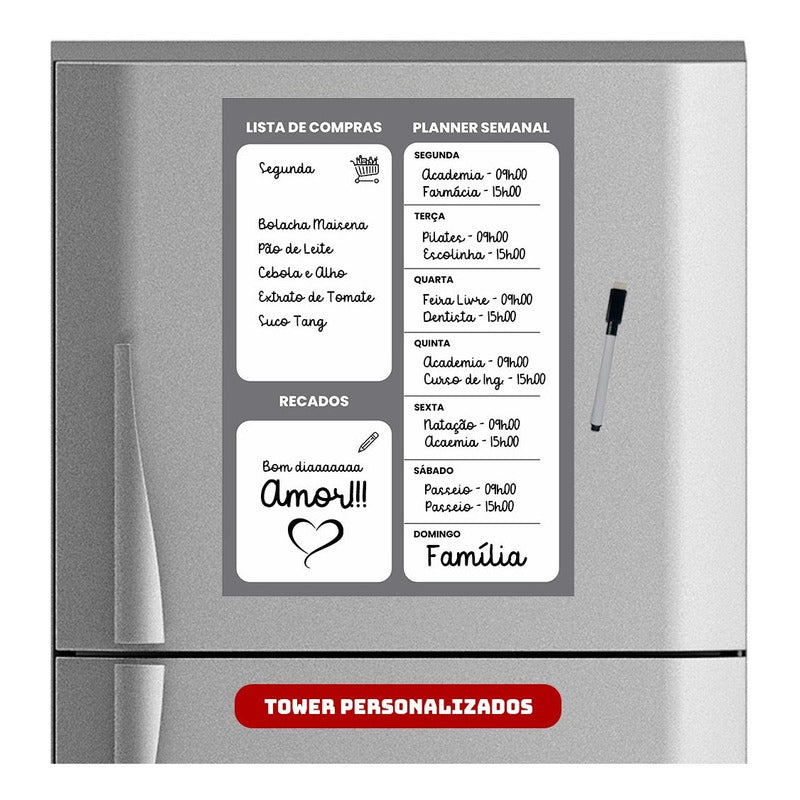 Lousa Magnética Imã Geladeira Caneta Anotação Aviso Lm2