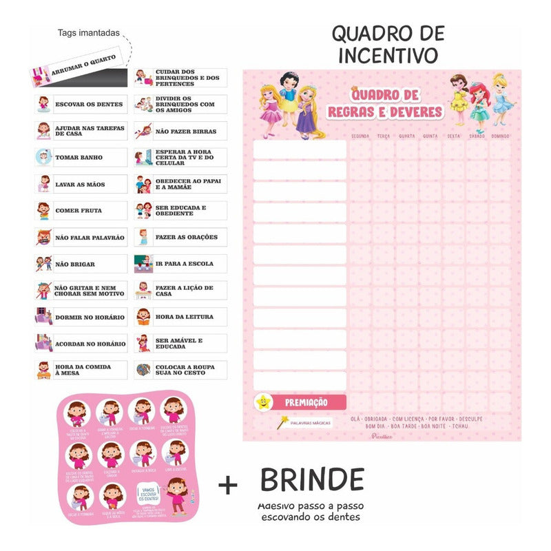 Quadro De Regras Infantil Educativo - Magnetico 24 Regras