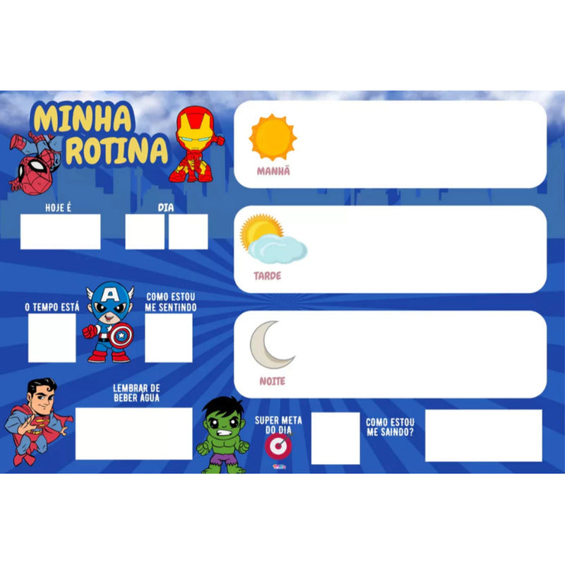 Kit Quadro De Rotina + Quadro De Incentivo + Brinde Heróis