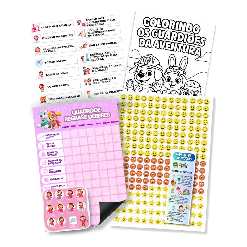 Quadro De Tarefas Infantil (30x40) Meninas - Variados