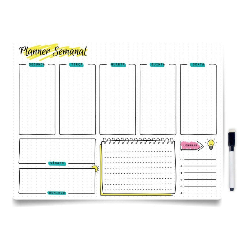 Planner Planejamento Ímã Para Geladeira Imantado Com Caneta