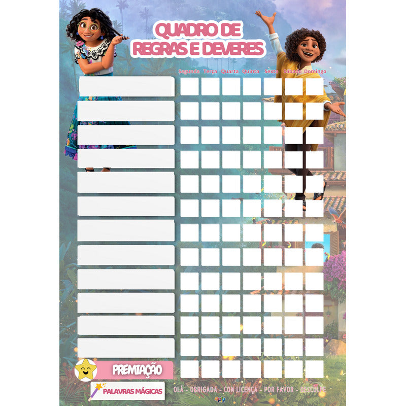 Quadro De Tarefas Infantil (30x40) Meninas - Variados