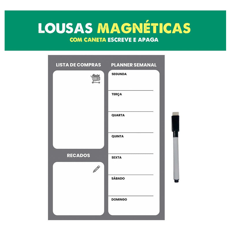 Lousa Magnética Imã Geladeira Caneta Anotação Aviso Lm2