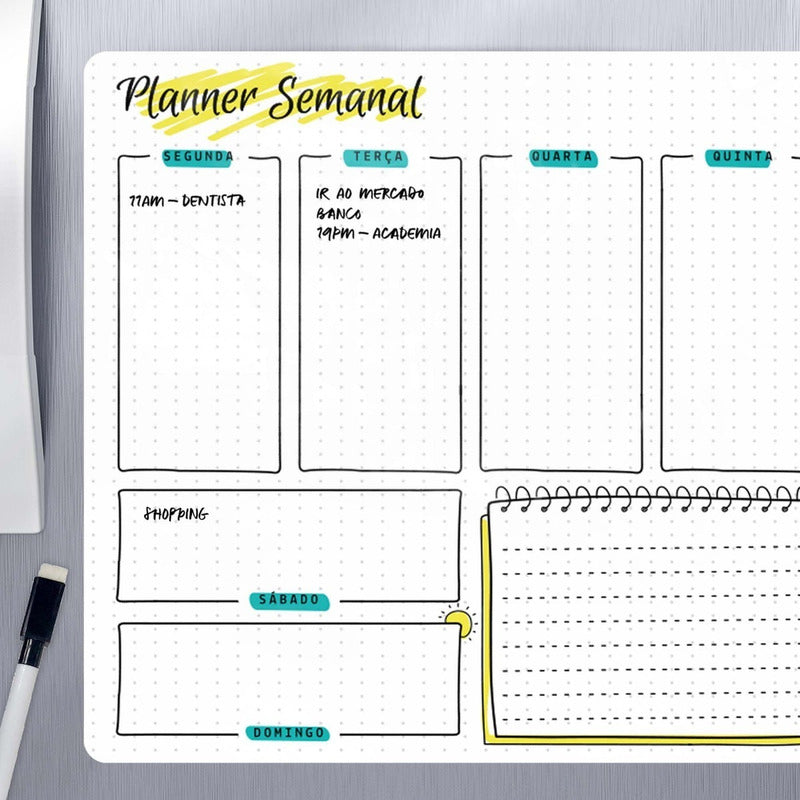 Planner Planejamento Ímã Para Geladeira Imantado Com Caneta