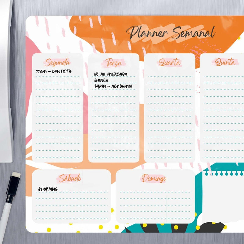 Planner Planejamento Ímã Para Geladeira Imantado Com Caneta