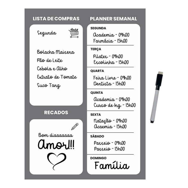 Lousa Magnética Imã Geladeira Caneta Anotação Aviso Lm2