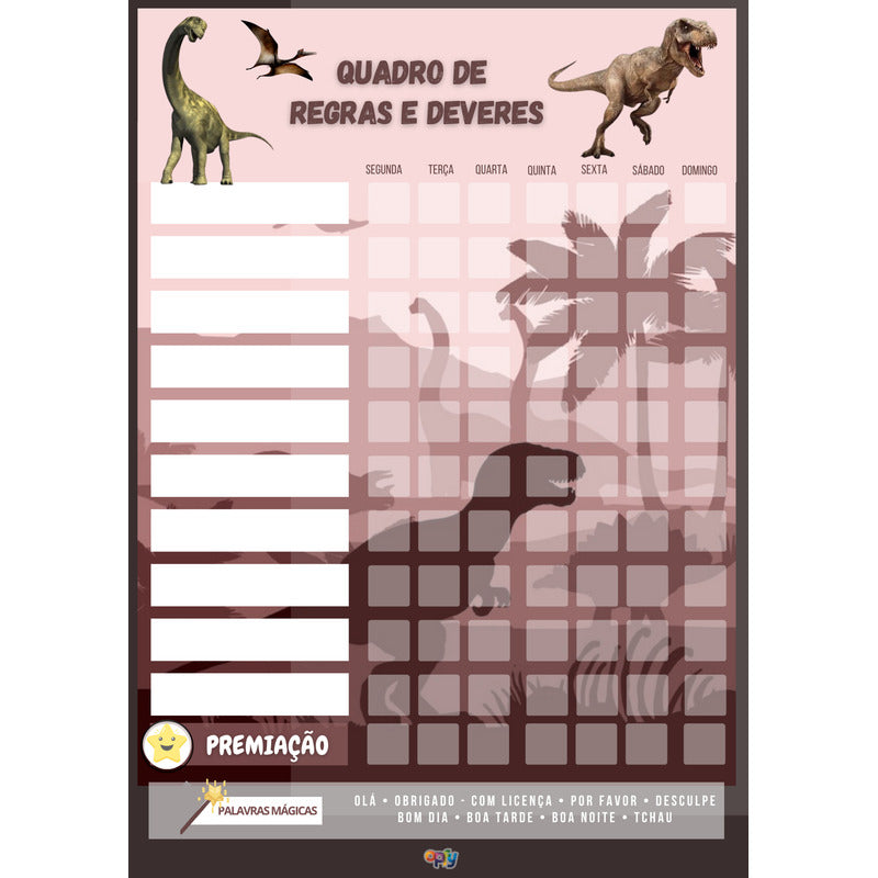 Quadro De Incentivo Infantil Dinossauro
