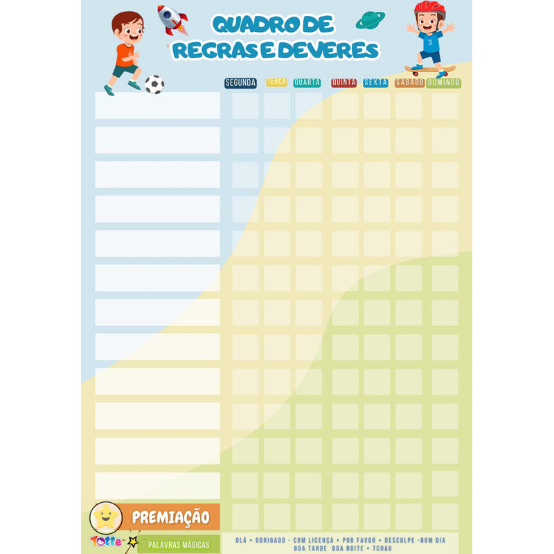 Quadro De Regras Infantil Educativo - 24 Regras Magnetico