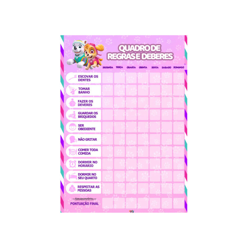 Quadro De Incentivo Infantil P. Canina Rosa De Parede