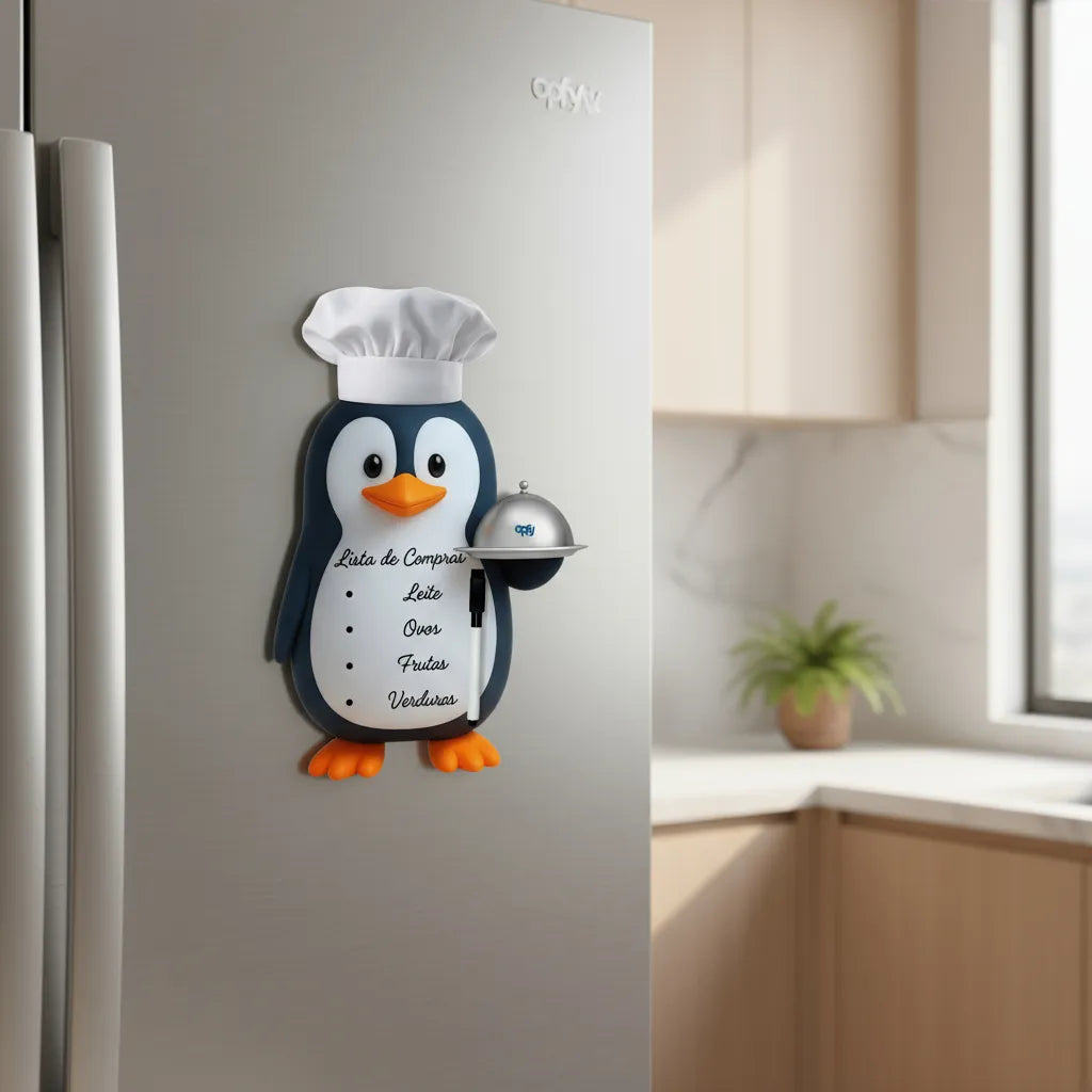 Ímã De Geladeira Pinguim Grande (40 X 28 Cm) - Lousa Magn. Cor Branco
