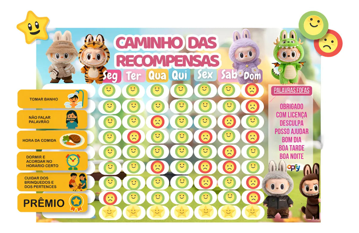 Quadro De Tarefas E Incentivo Infantil Labubu