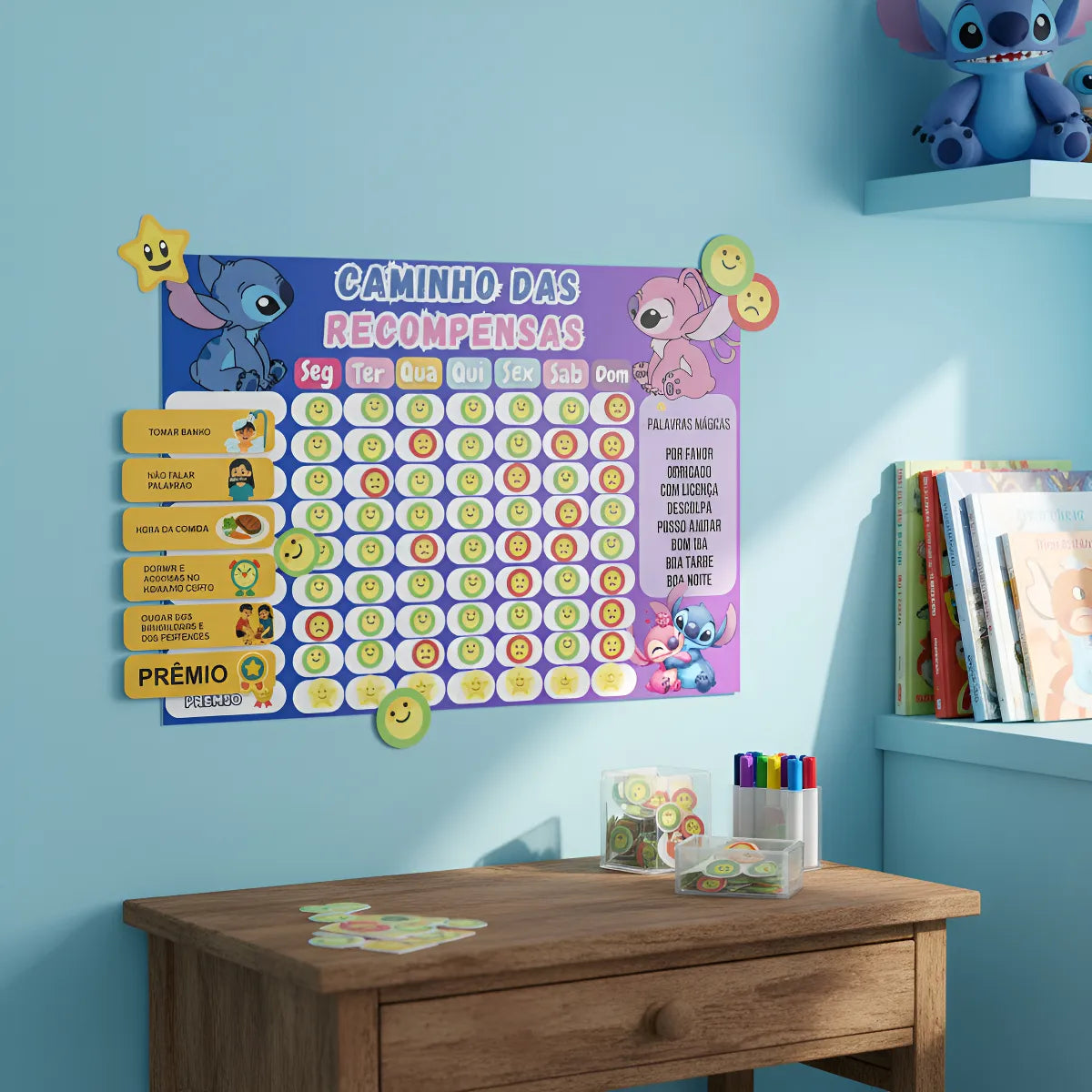 Quadro De Incentivo Infantil Stitch E Angel De Parede