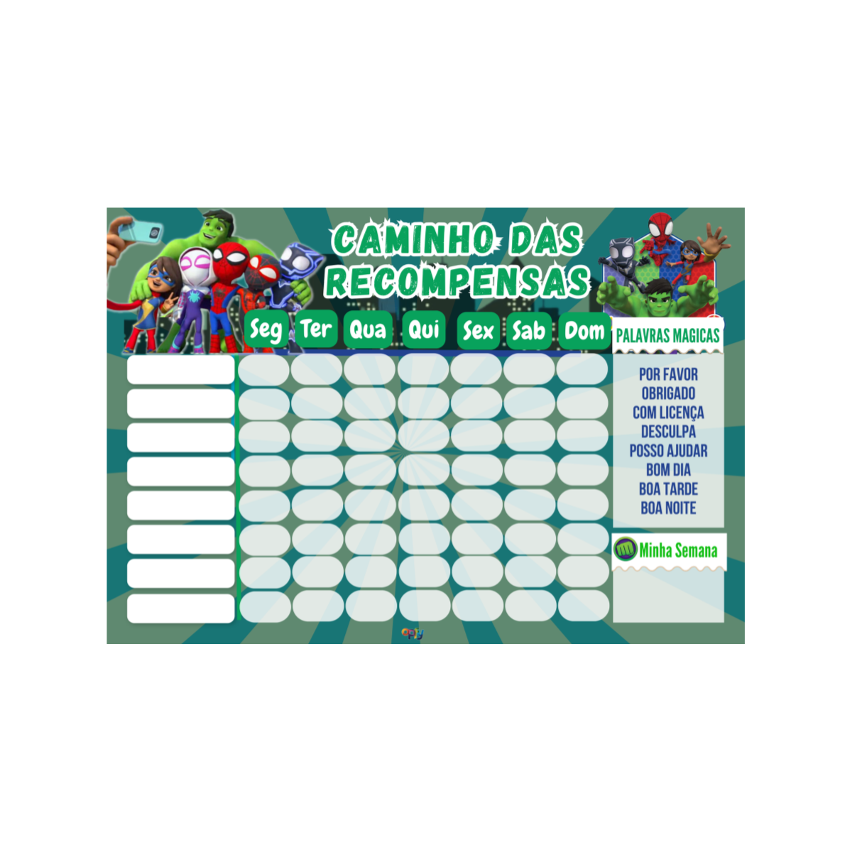 Quadro De Regras E Deveres Infantil Tema Herói Menino