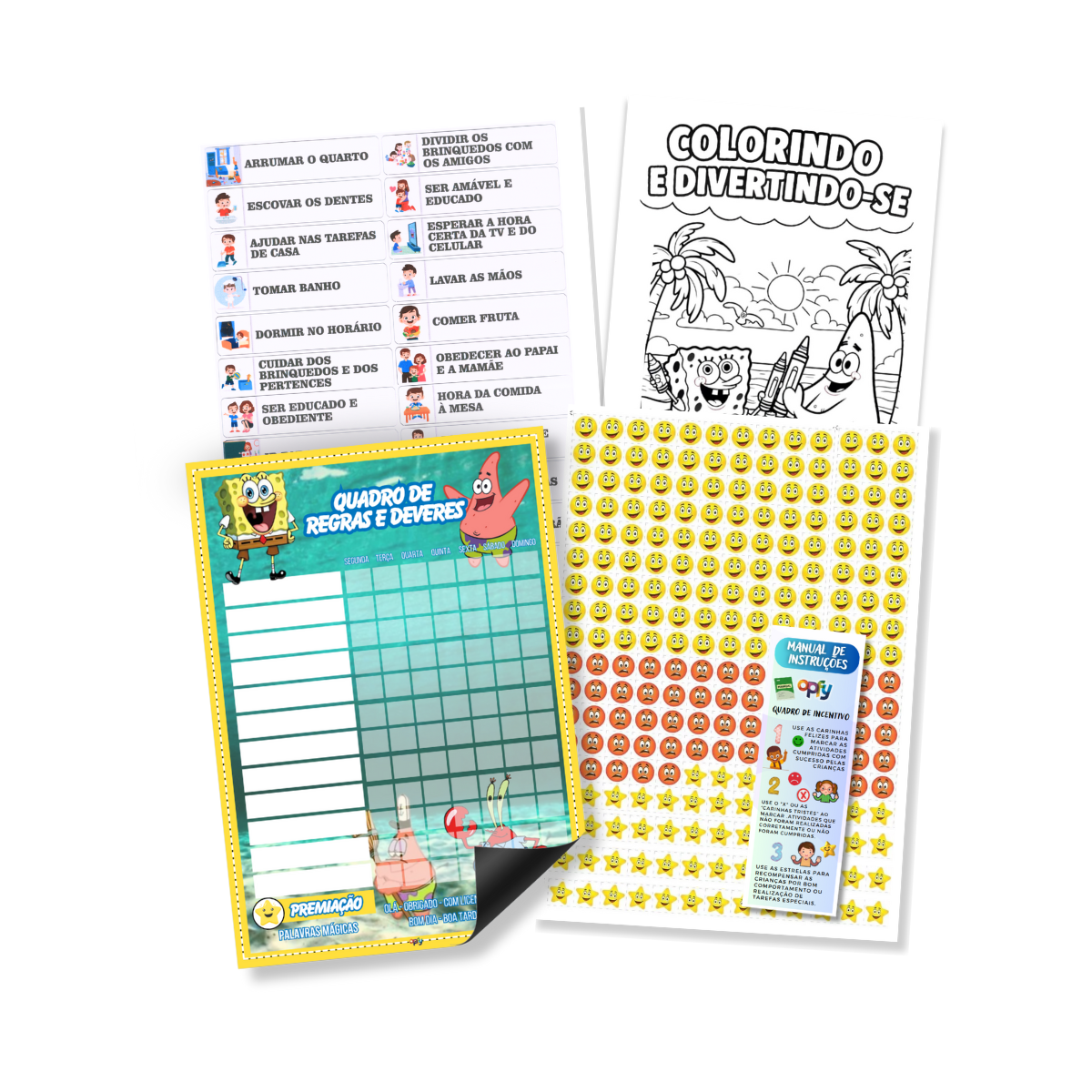 Quadro De Incentivo Infantil Bob Esponja