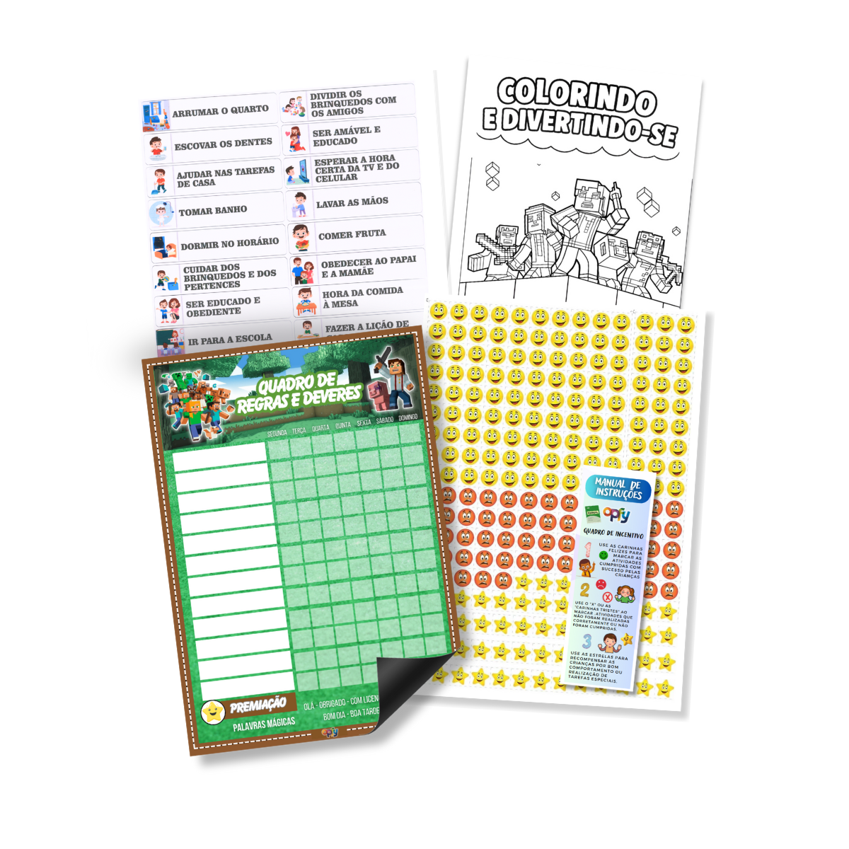 Quadro De Incentivo Infantil Minecraft De Parede