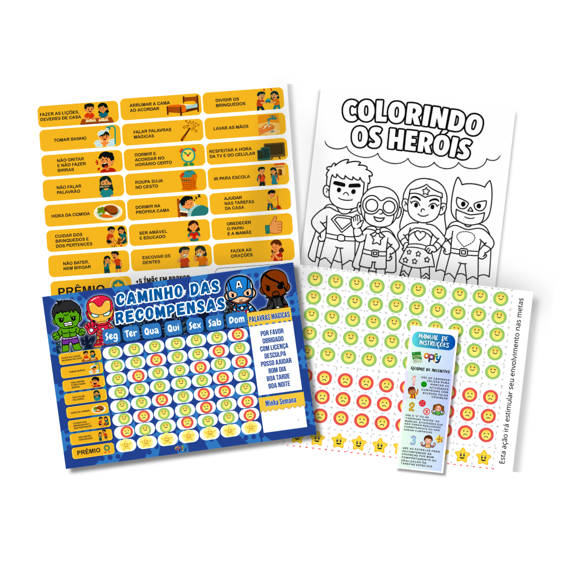 Quadro Educativo De Rotina Infantil Heróis - Parede