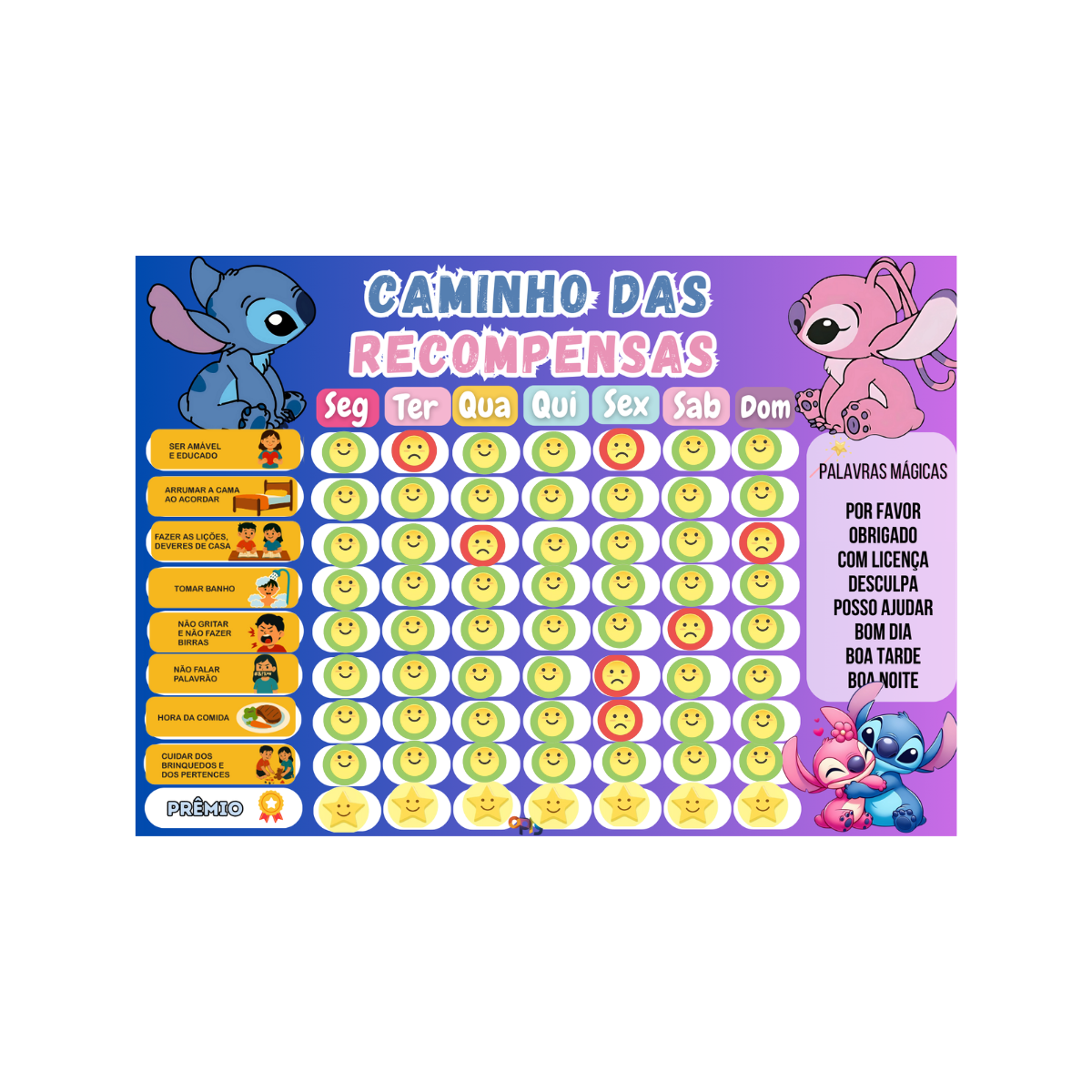 Kit 10 Tags Magnéticas Para Quadro De Tarefas Infantil