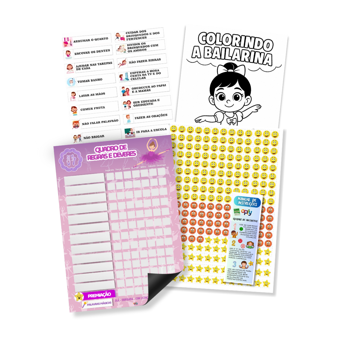 Quadro De Regras Incentivos Tarefas Bailarina Imã Geladeira